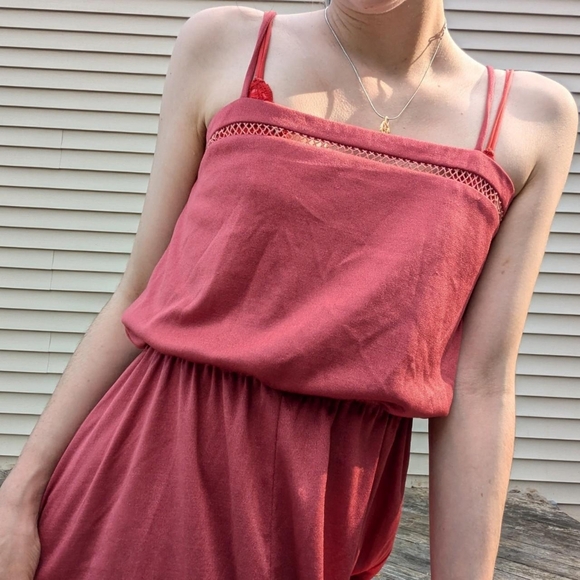 Vintage 70's Rust Red Flowy Dress - Picture 3 of 5